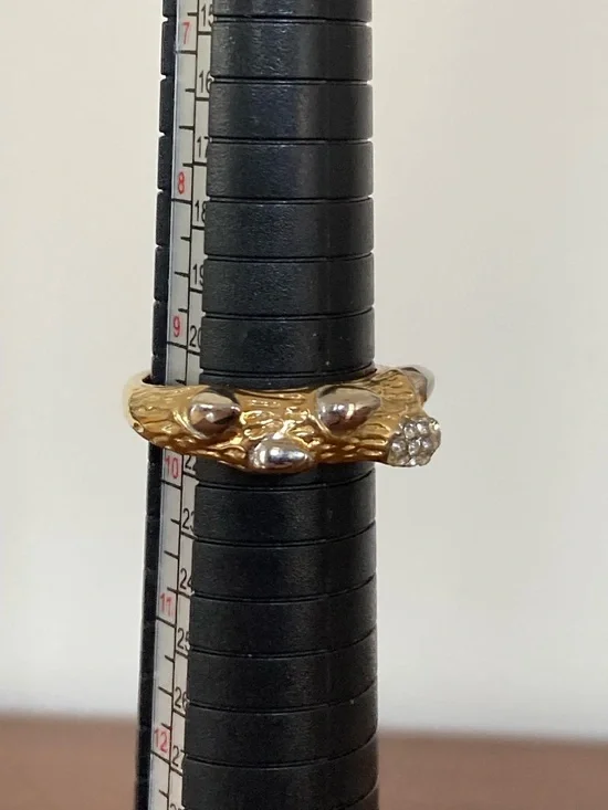 Gold and silver tone branch thorns rhinestone statement costume cocktail ring - Picture 11 of 13